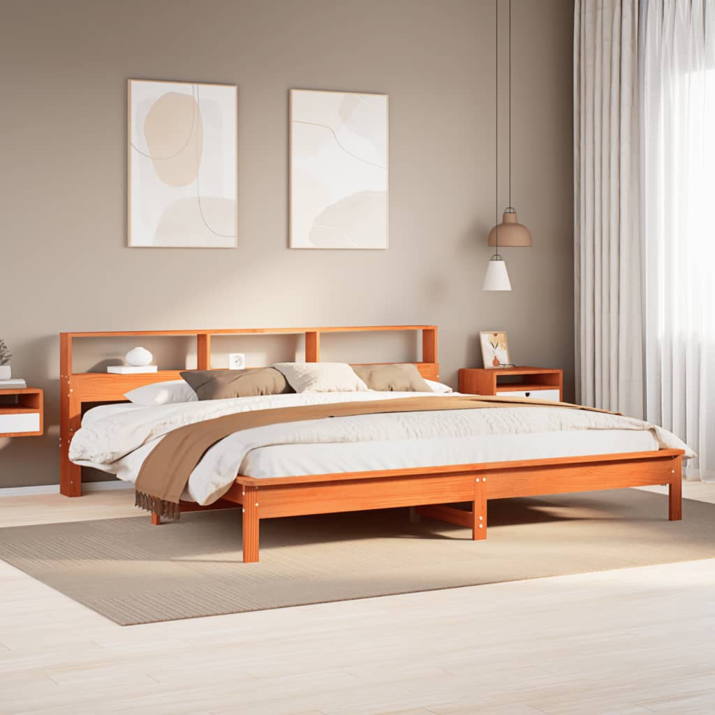 Bed Frame without Mattress Wax Brown 180x200 cm Super King Solid Wood Pine