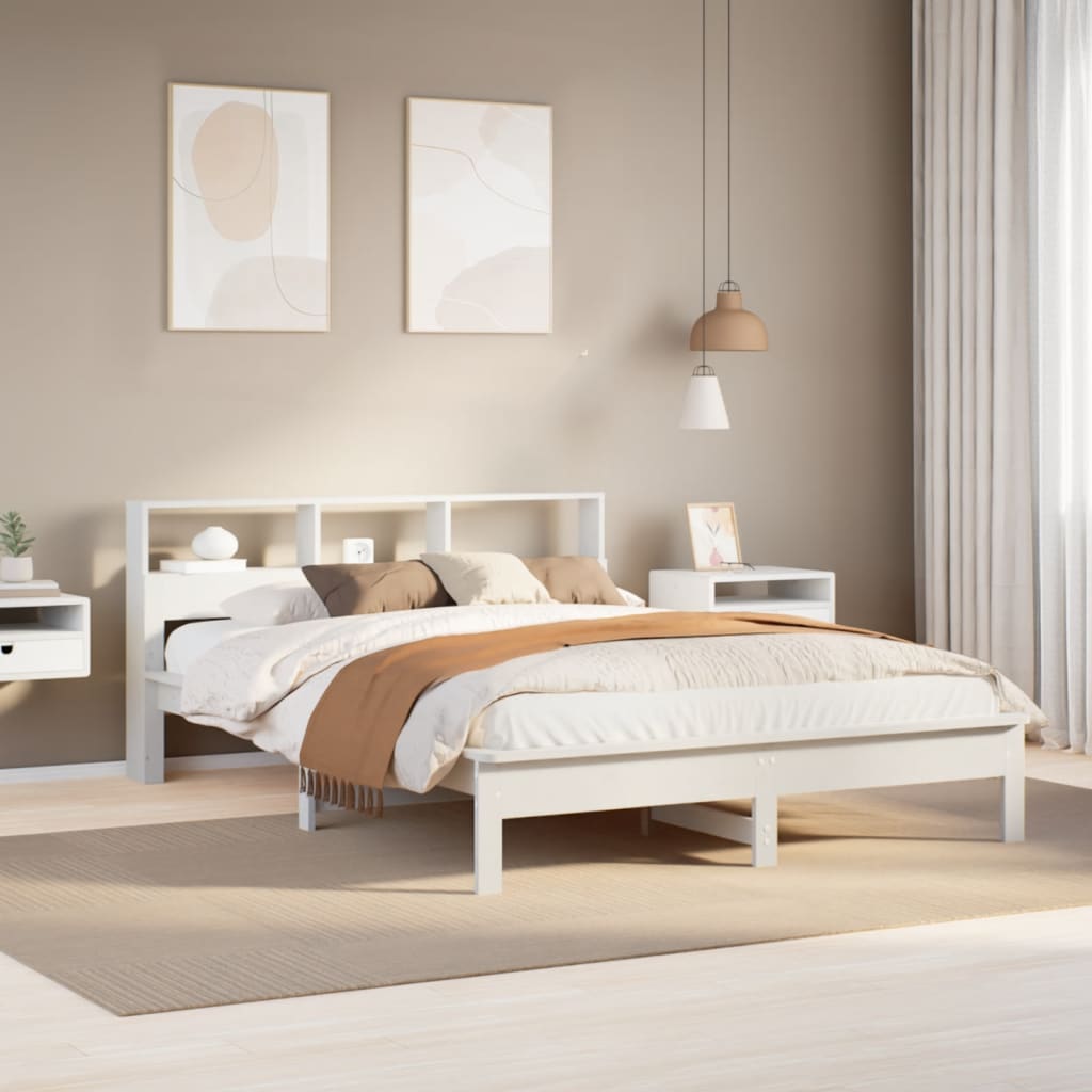 Bed Frame without Mattress White 160x200 cm Solid Wood Pine