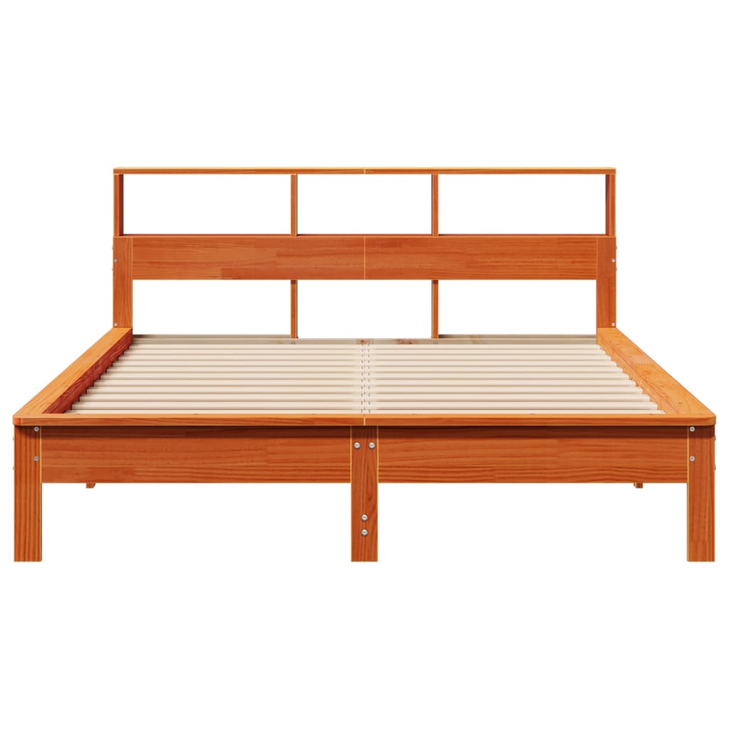 Bed Frame without Mattress Wax Brown 160x200 cm Solid Wood Pine