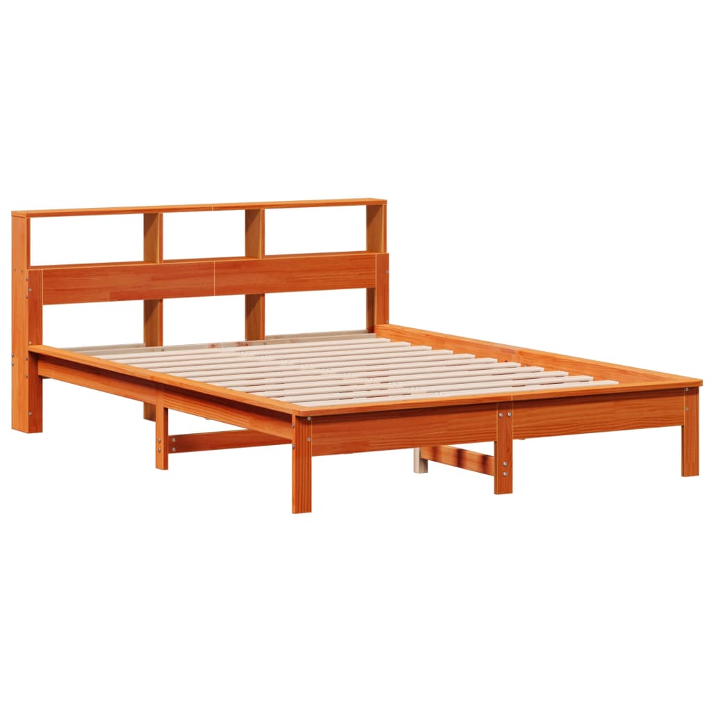 Bed Frame without Mattress Wax Brown 140x200 cm Solid Wood Pine