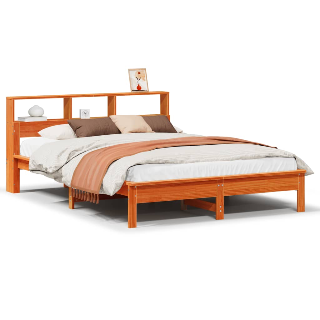 Bed Frame without Mattress Wax Brown 140x190 cm Solid Wood Pine