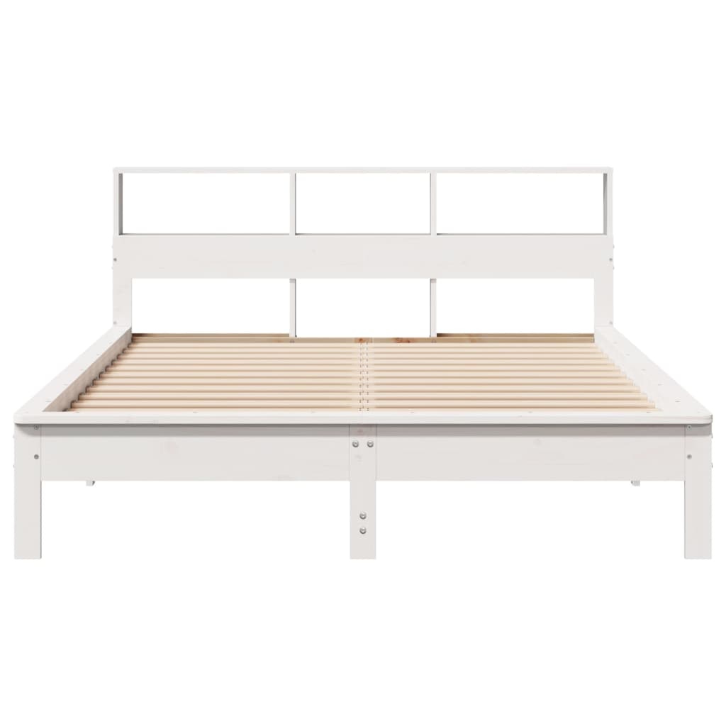 Bed Frame without Mattress White 135x190 cm Double Solid Wood Pine