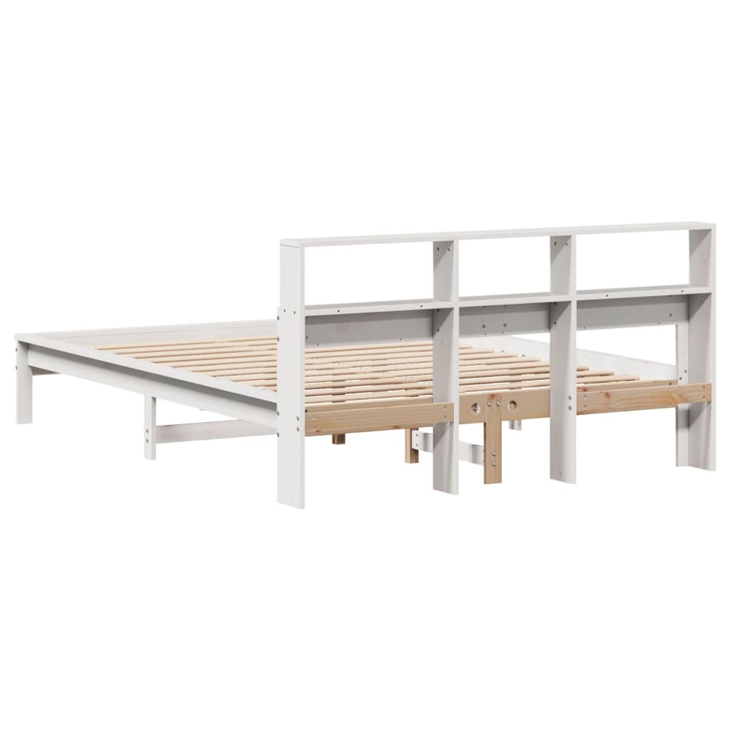Bed Frame without Mattress White 135x190 cm Double Solid Wood Pine
