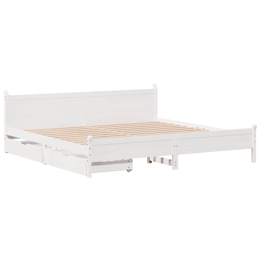 Bed Frame without Mattress White 200x200 cm Solid Wood Pine
