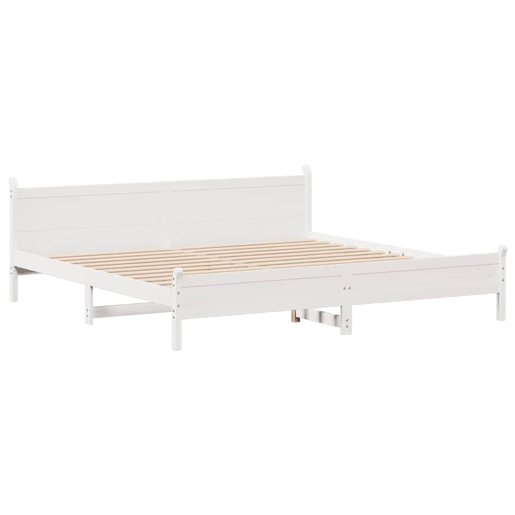 Bed Frame without Mattress White 200x200 cm Solid Wood Pine