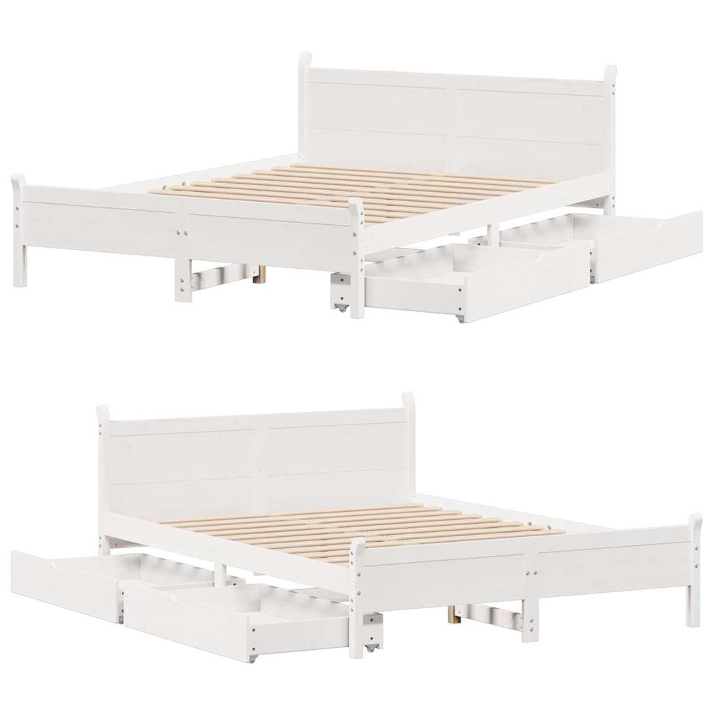 Bed Frame without Mattress White 160x200 cm Solid Wood Pine