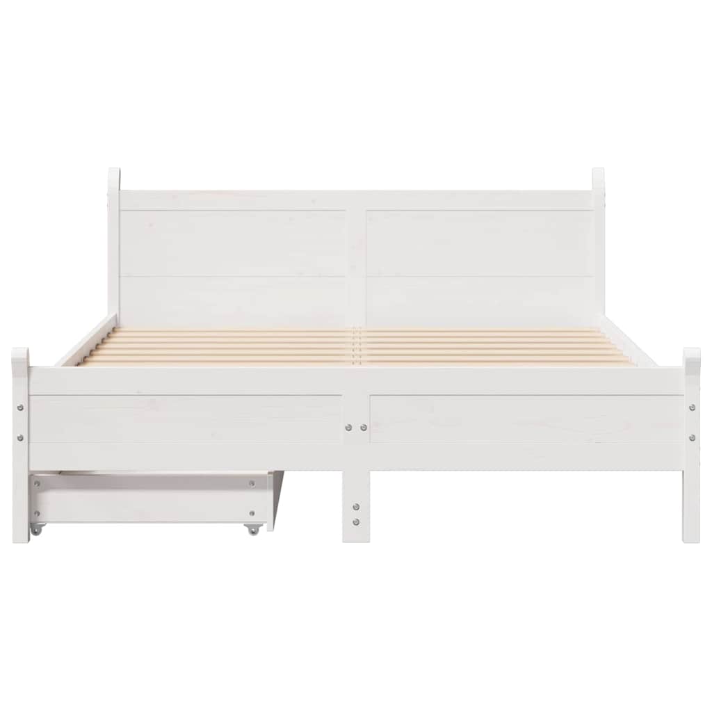 Bed Frame without Mattress White 150x200 cm King Size Solid Wood Pine