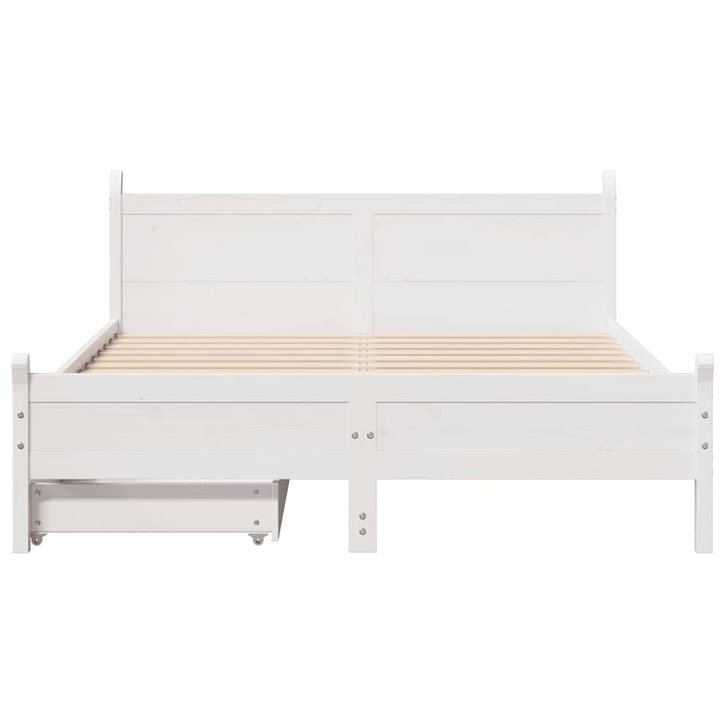 Bed Frame without Mattress White 140x190 cm Solid Wood Pine