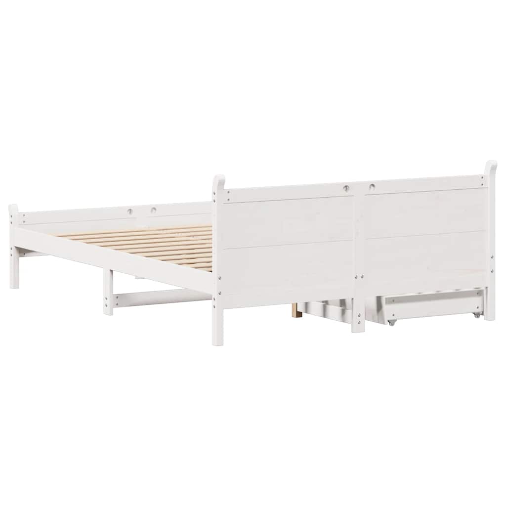 Bed Frame without Mattress White 135x190 cm Double Solid Wood Pine