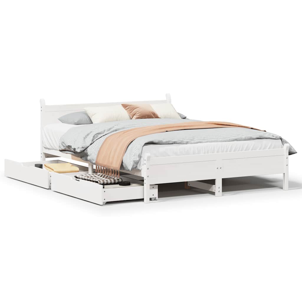 Bed Frame without Mattress White 120x190 cm Small Double Solid Wood Pine