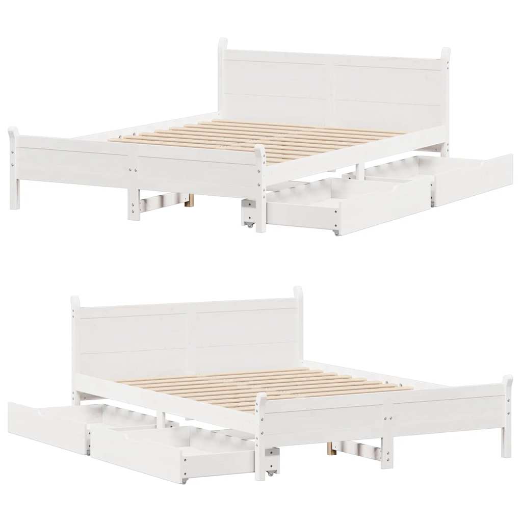 Bed Frame without Mattress White 120x190 cm Small Double Solid Wood Pine