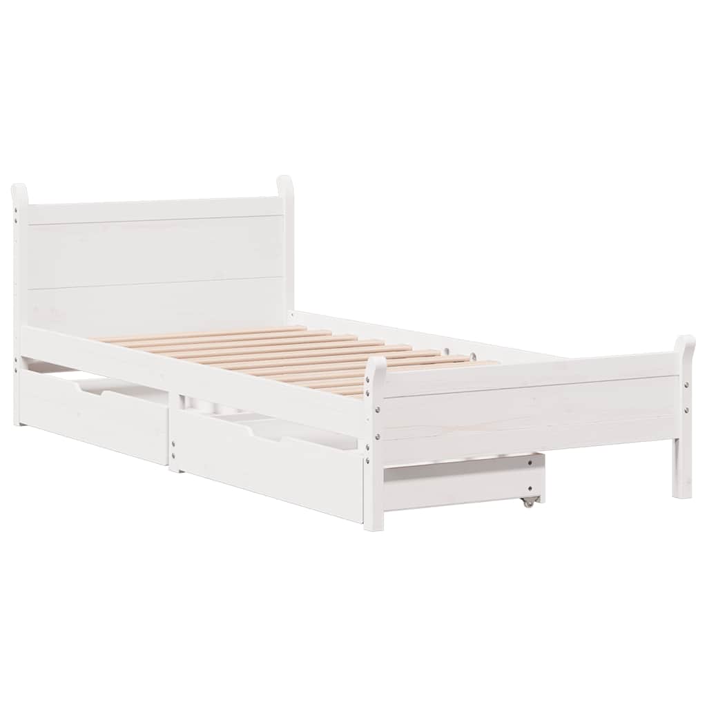 Bed Frame without Mattress White 75x190 cm Small Single Solid Wood Pine