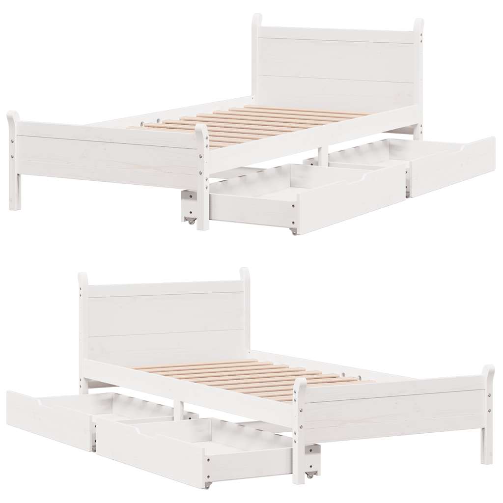 Bed Frame without Mattress White 75x190 cm Small Single Solid Wood Pine