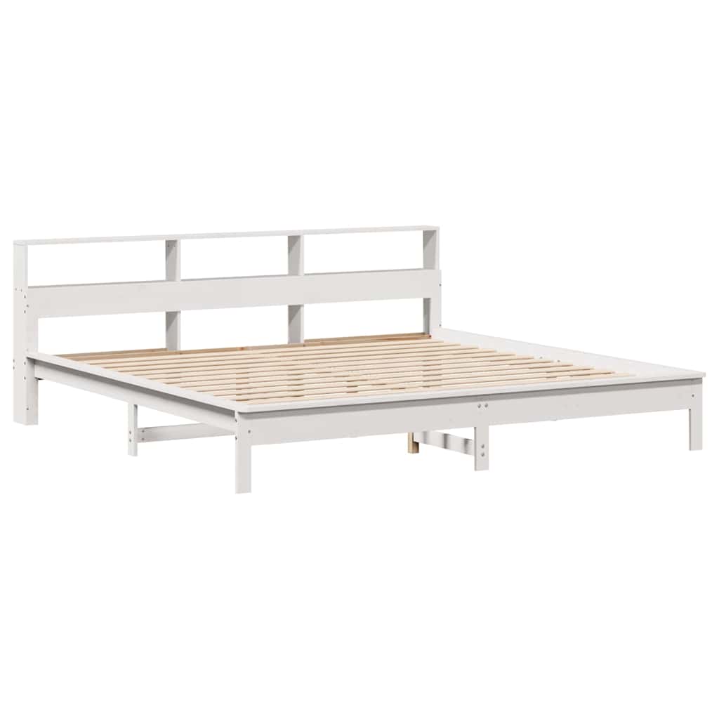 Bookcase Bed without Mattress White 180x200 cm Super King Solid Wood Pine