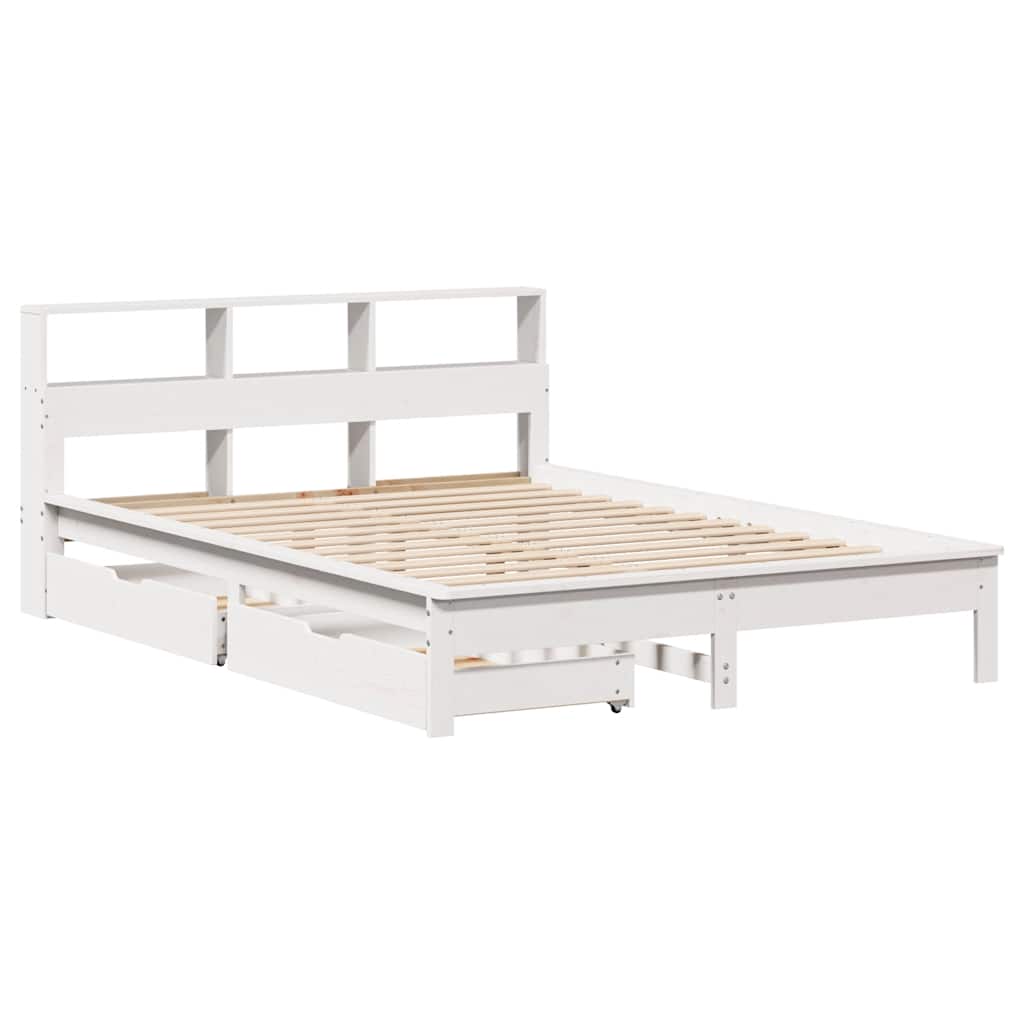 Bookcase Bed without Mattress White 160x200 cm Solid Wood Pine