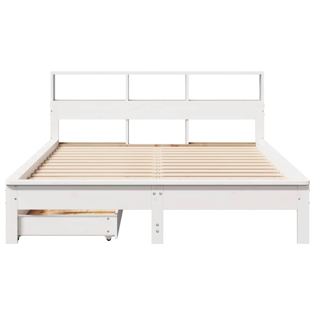 Bookcase Bed without Mattress White 160x200 cm Solid Wood Pine