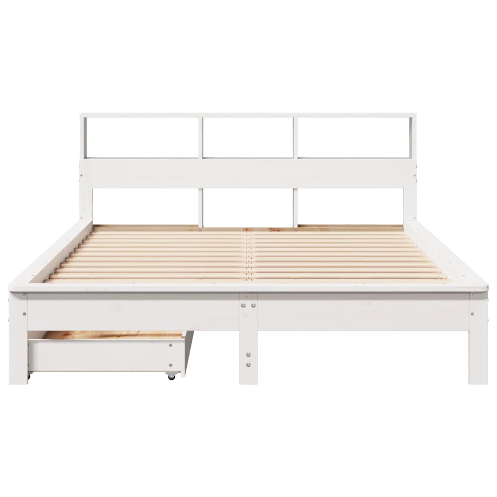 Bookcase Bed without Mattress White 140x200 cm Solid Wood Pine