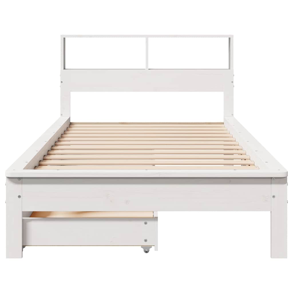 Bookcase Bed without Mattress White 100x200 cm Solid Wood Pine