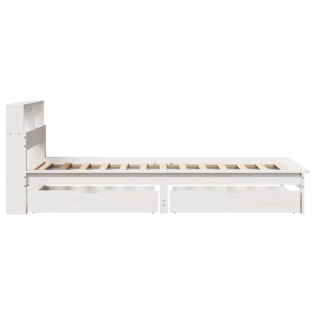 Bookcase Bed without Mattress White 100x200 cm Solid Wood Pine