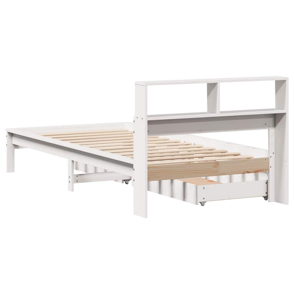 Bookcase Bed without Mattress White 100x200 cm Solid Wood Pine