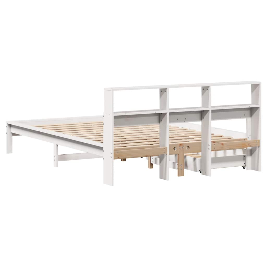 Bookcase Bed without Mattress White 140x190 cm Solid Wood Pine