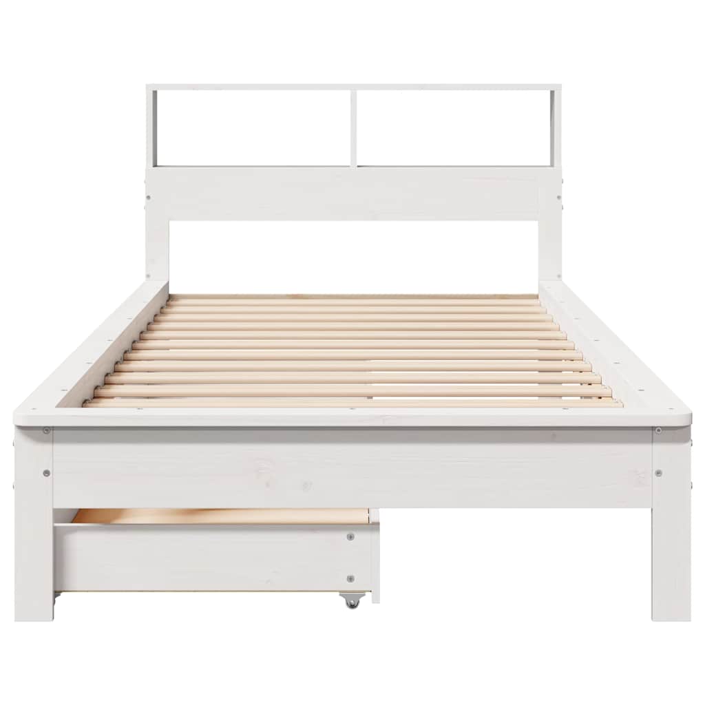 Bookcase Bed without Mattress White 90x190 cm Single Solid Wood Pine