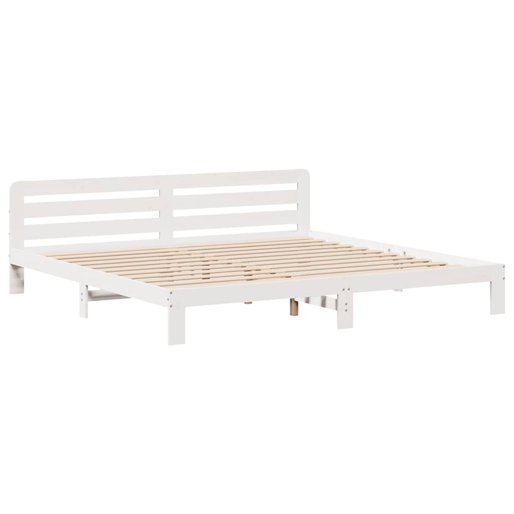 Bed Frame without Mattress White 180x200 cm Super King Solid Wood Pine