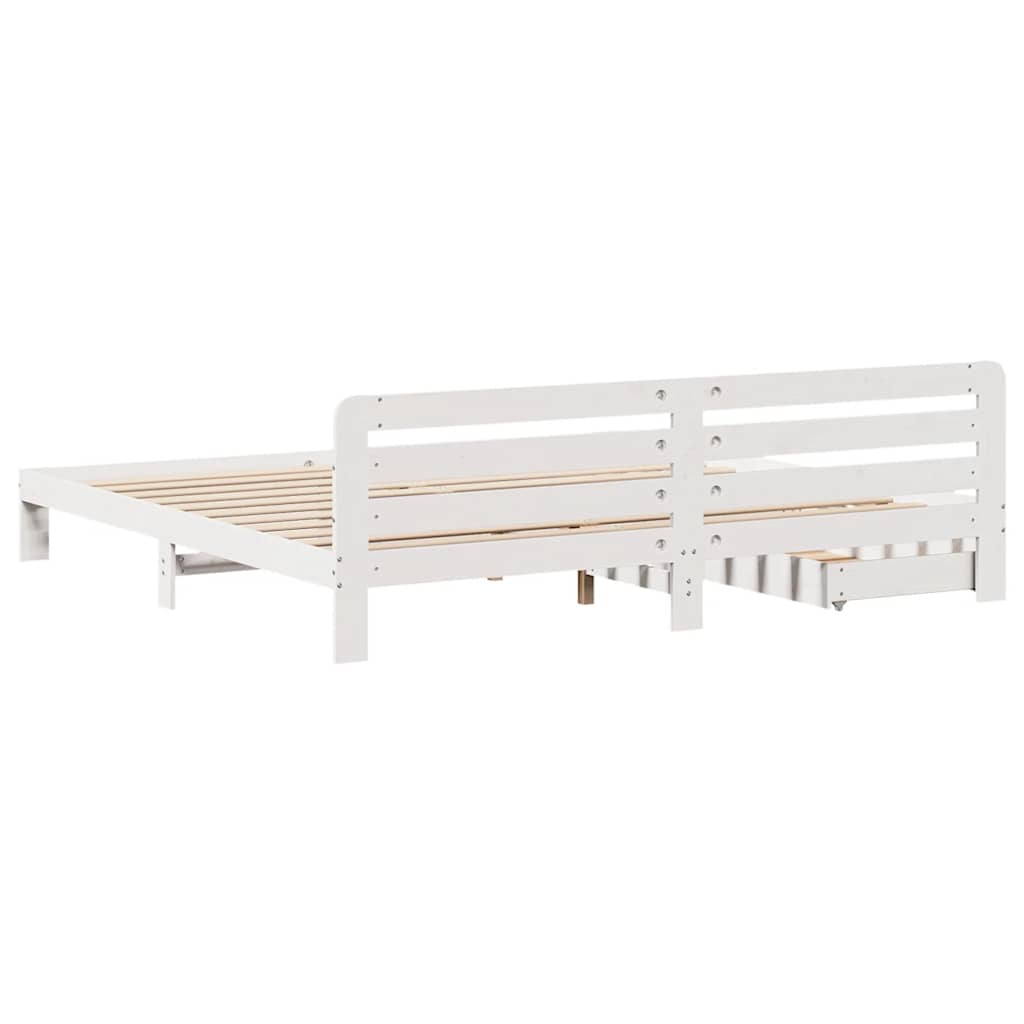 Bed Frame without Mattress White 180x200 cm Super King Solid Wood Pine