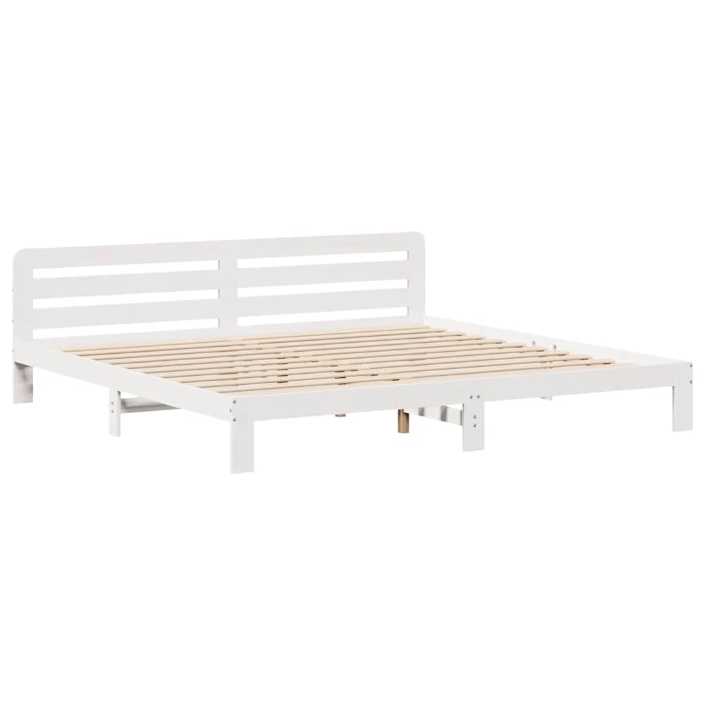 Bed Frame without Mattress White 200x200 cm Solid Wood Pine