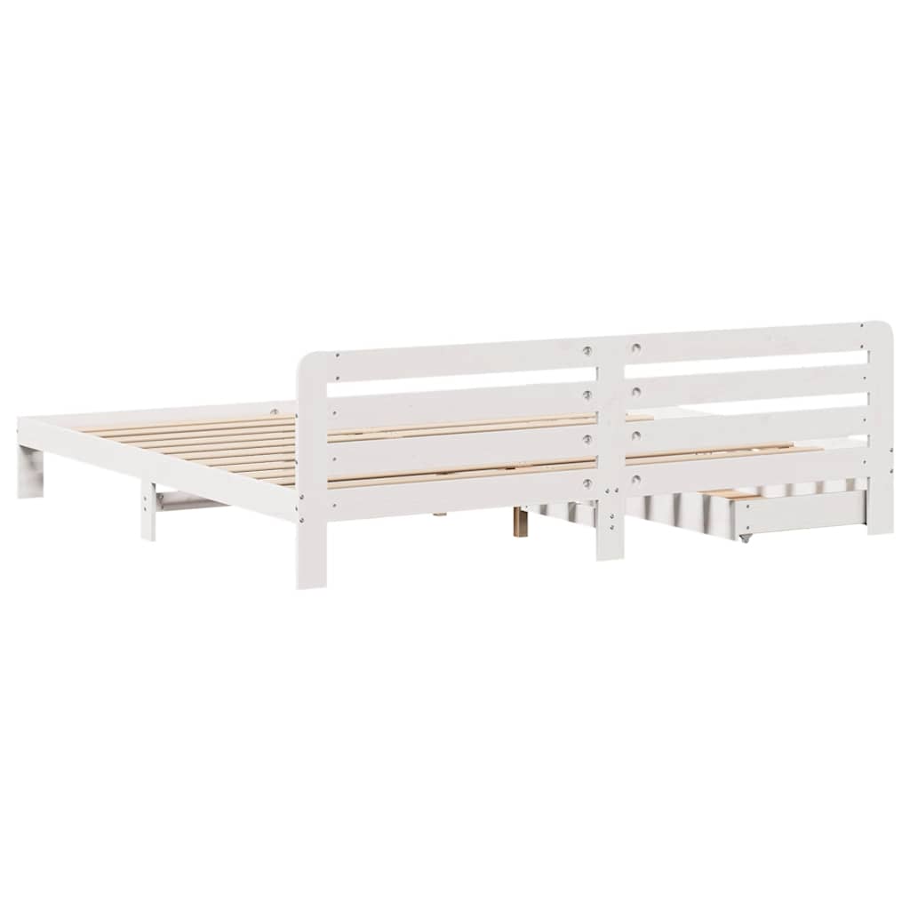 Bed Frame without Mattress White 200x200 cm Solid Wood Pine