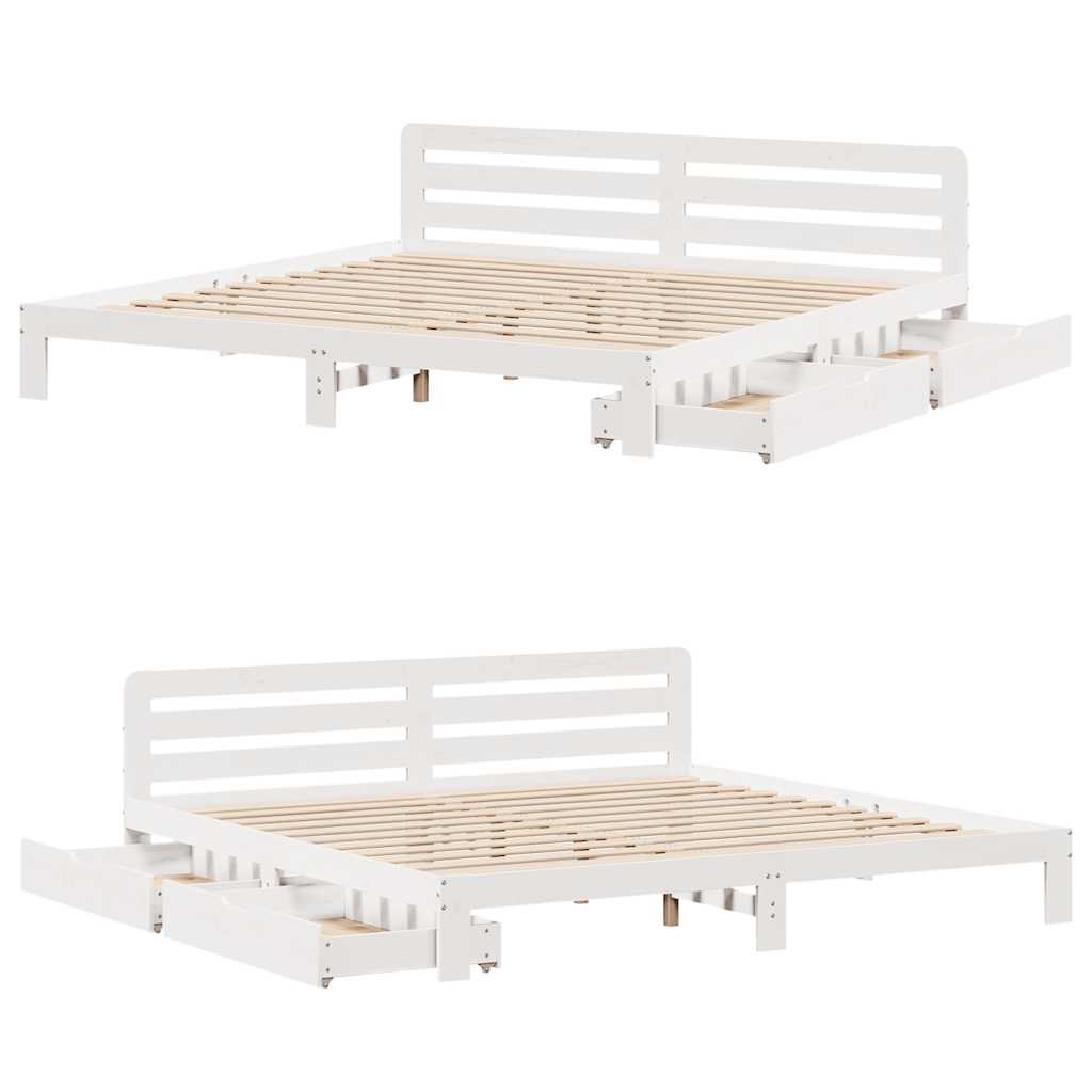 Bed Frame without Mattress White 200x200 cm Solid Wood Pine