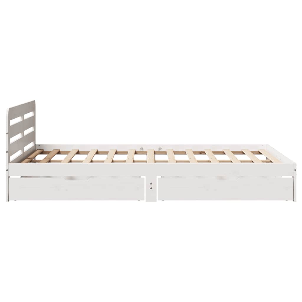 Bed Frame without Mattress White 135x190 cm Double Solid Wood Pine