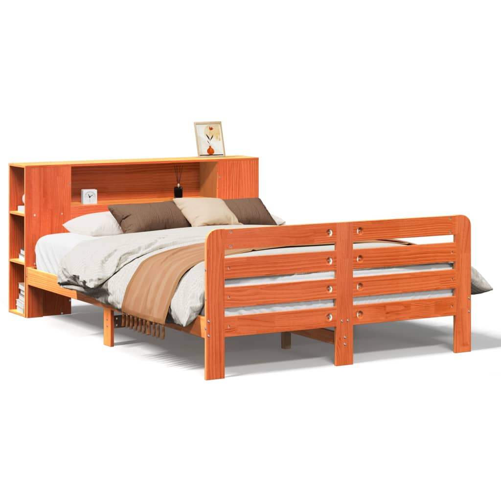Bed Frame without Mattress Wax Brown 120x200 cm Solid Wood Pine