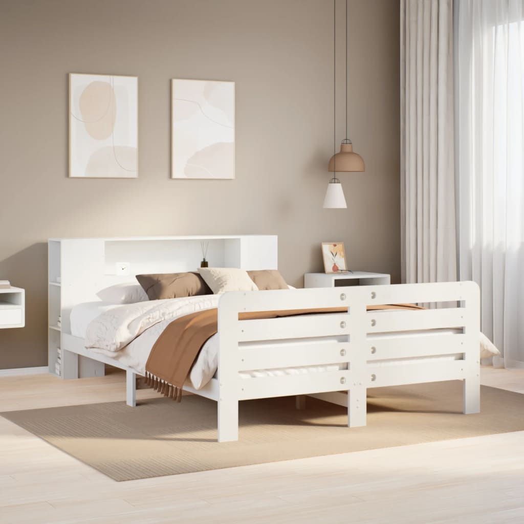 Bed Frame without Mattress White 140x200 cm Solid Wood Pine