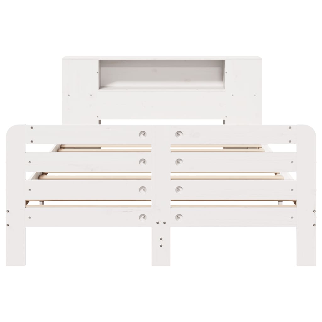 Bed Frame without Mattress White 150x200 cm King Size Solid Wood Pine