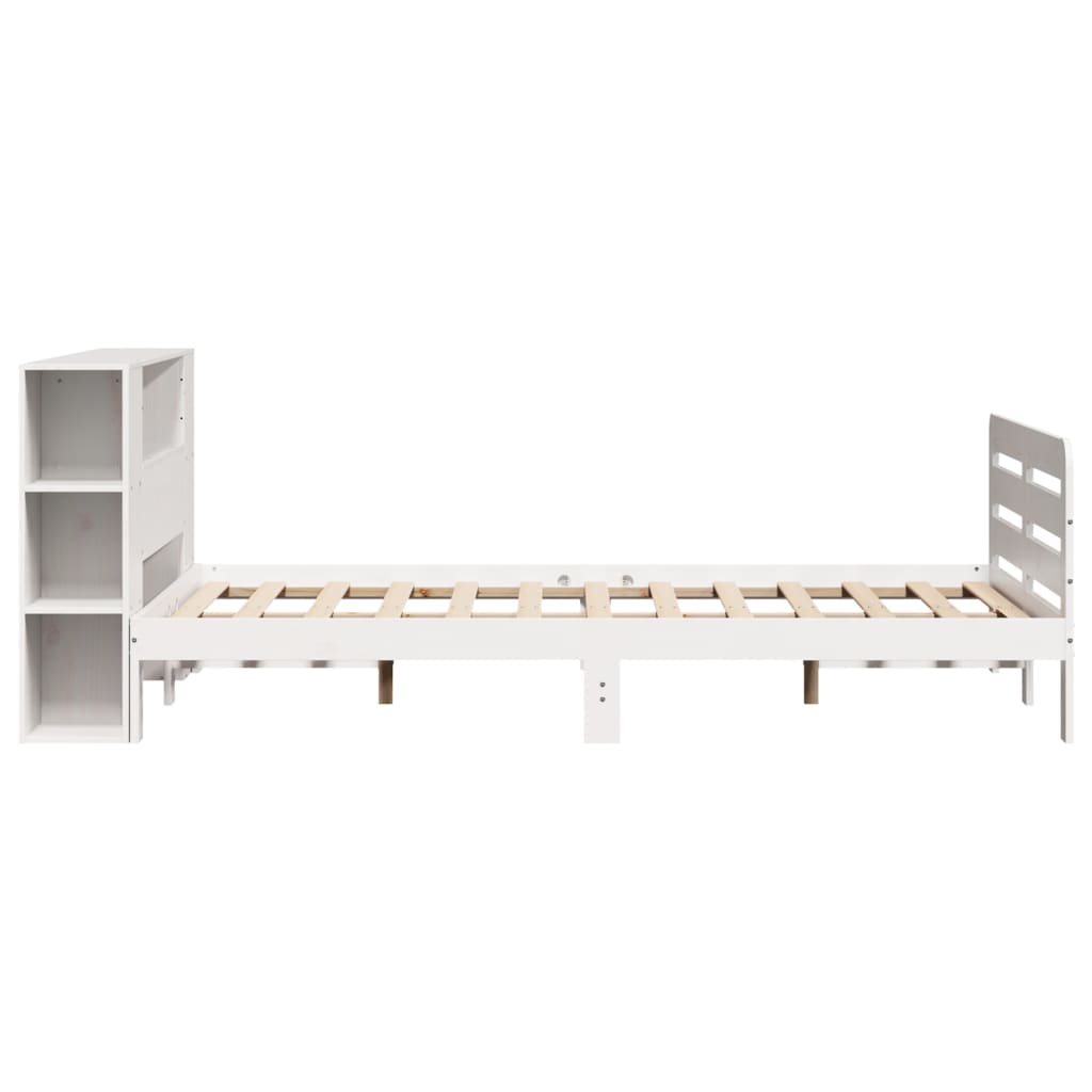 Bed Frame without Mattress White 150x200 cm King Size Solid Wood Pine