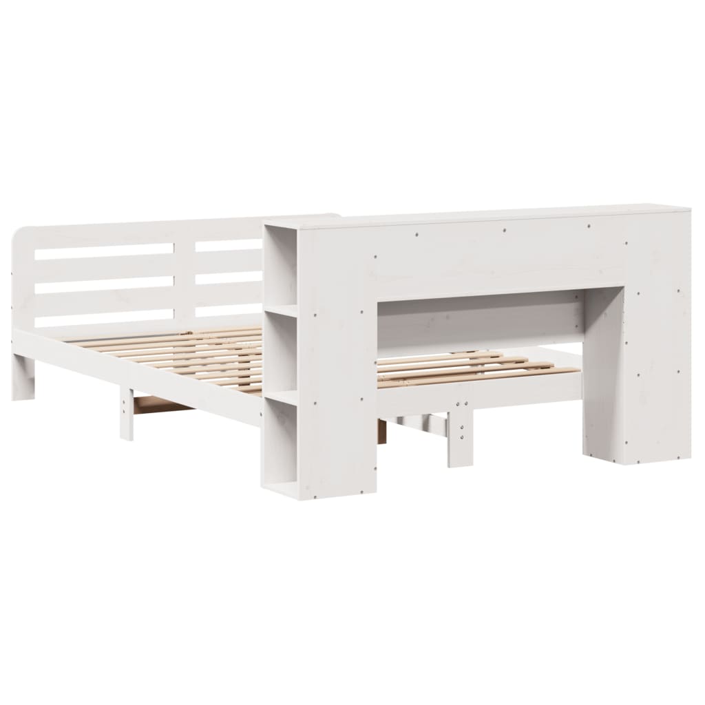 Bed Frame without Mattress White 150x200 cm King Size Solid Wood Pine