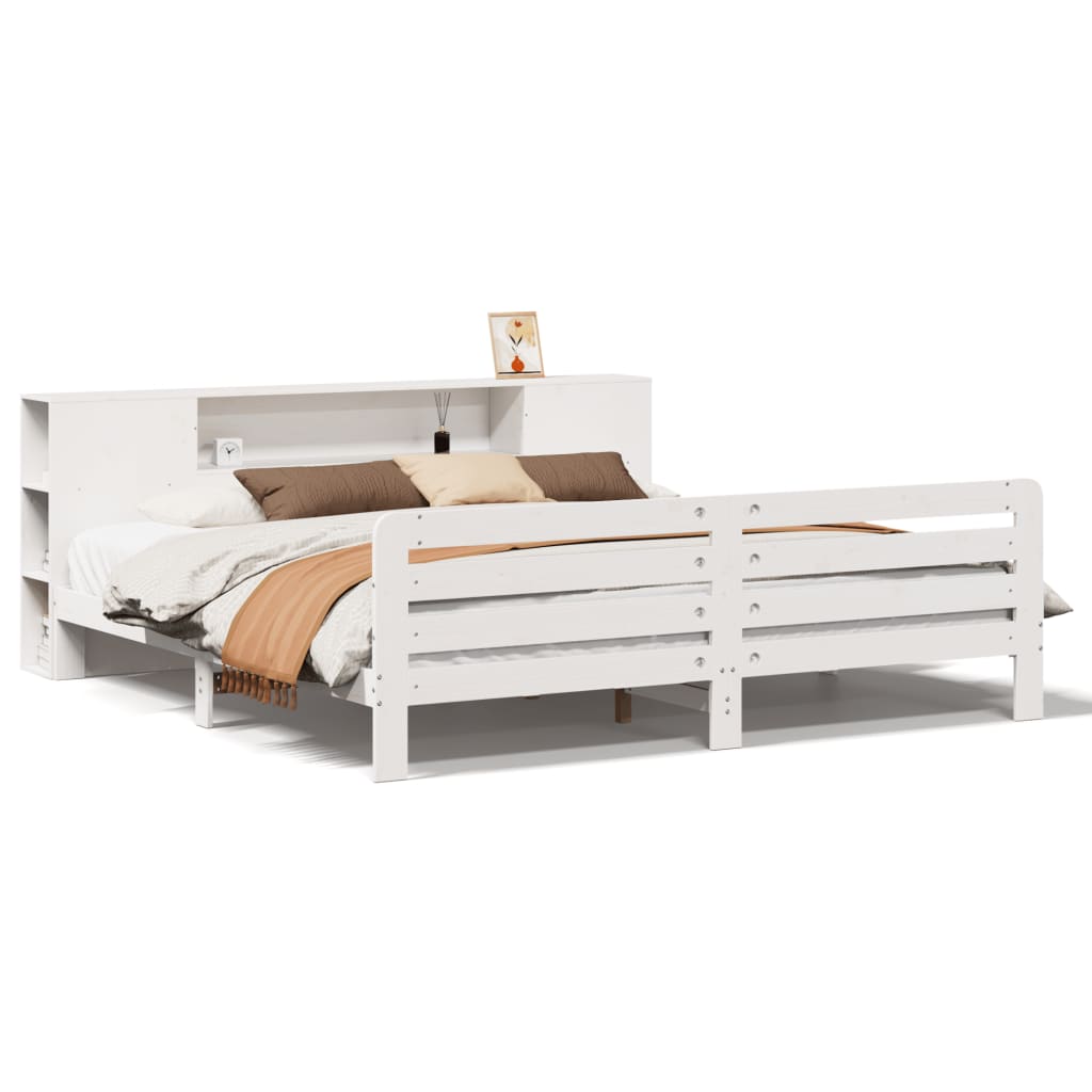 Bed Frame without Mattress White 180x200 cm Super King Solid Wood Pine