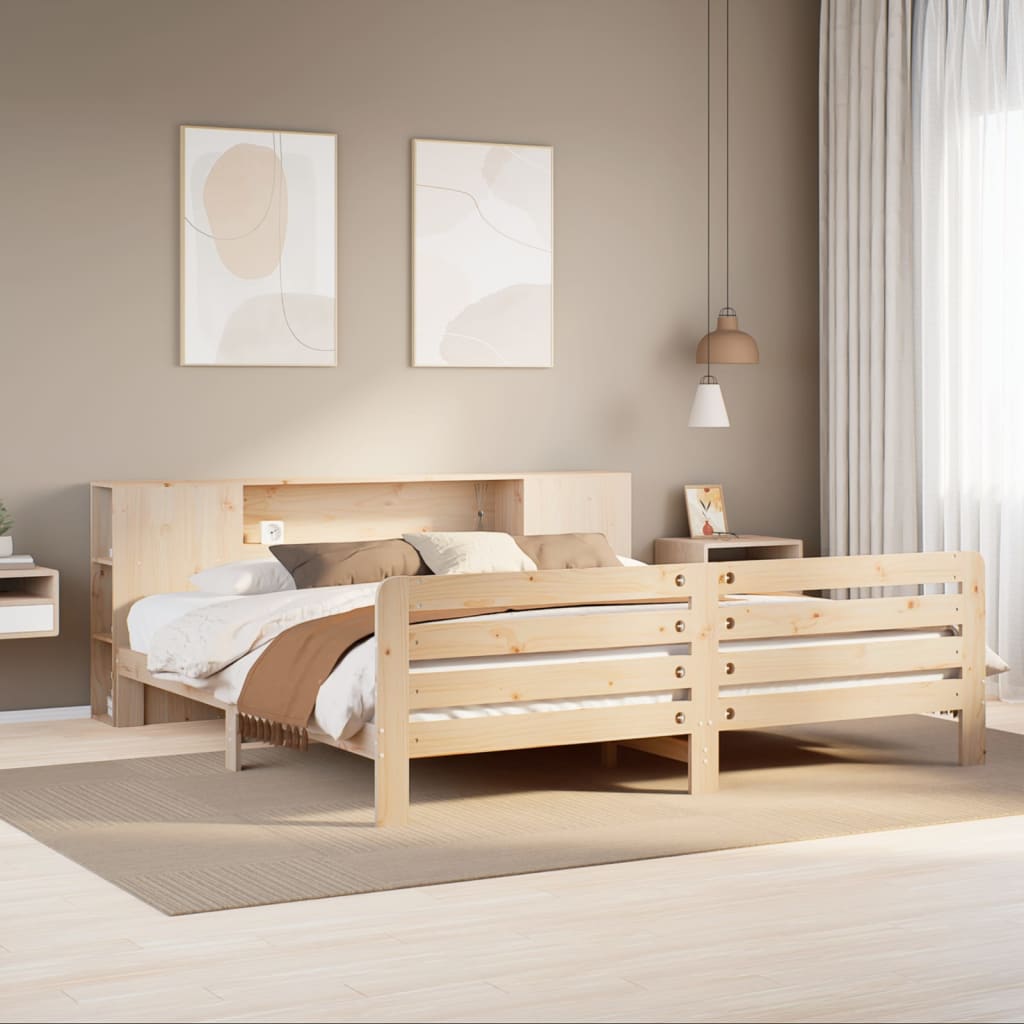 Bed Frame without Mattress 200x200 cm Solid Wood Pine