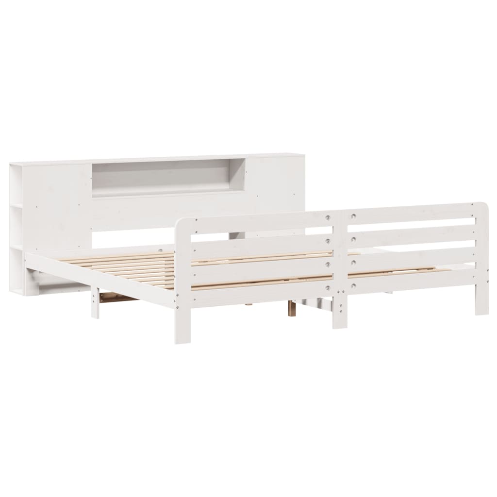 Bed Frame without Mattress White 200x200 cm Solid Wood Pine
