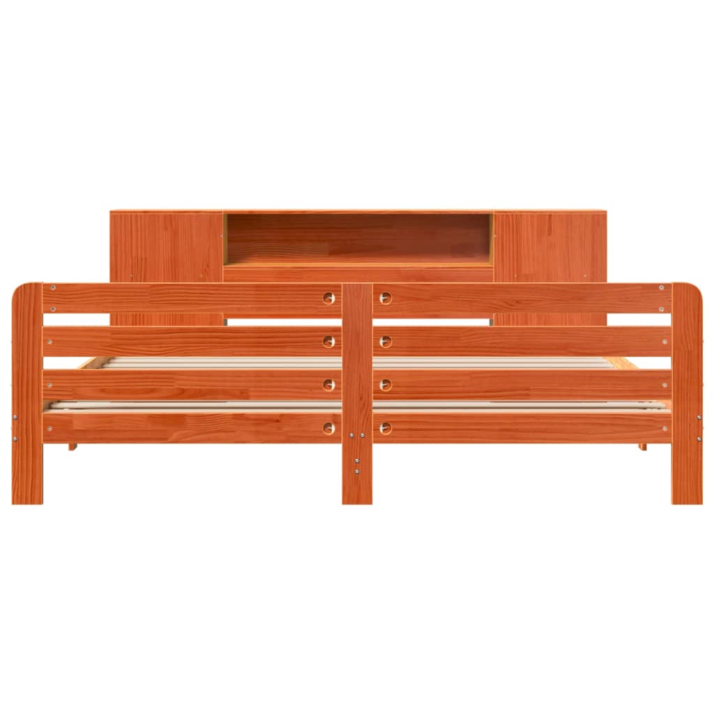 Bed Frame without Mattress Wax Brown 200x200 cm Solid Wood Pine