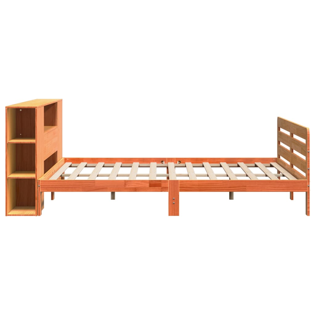 Bed Frame without Mattress Wax Brown 200x200 cm Solid Wood Pine