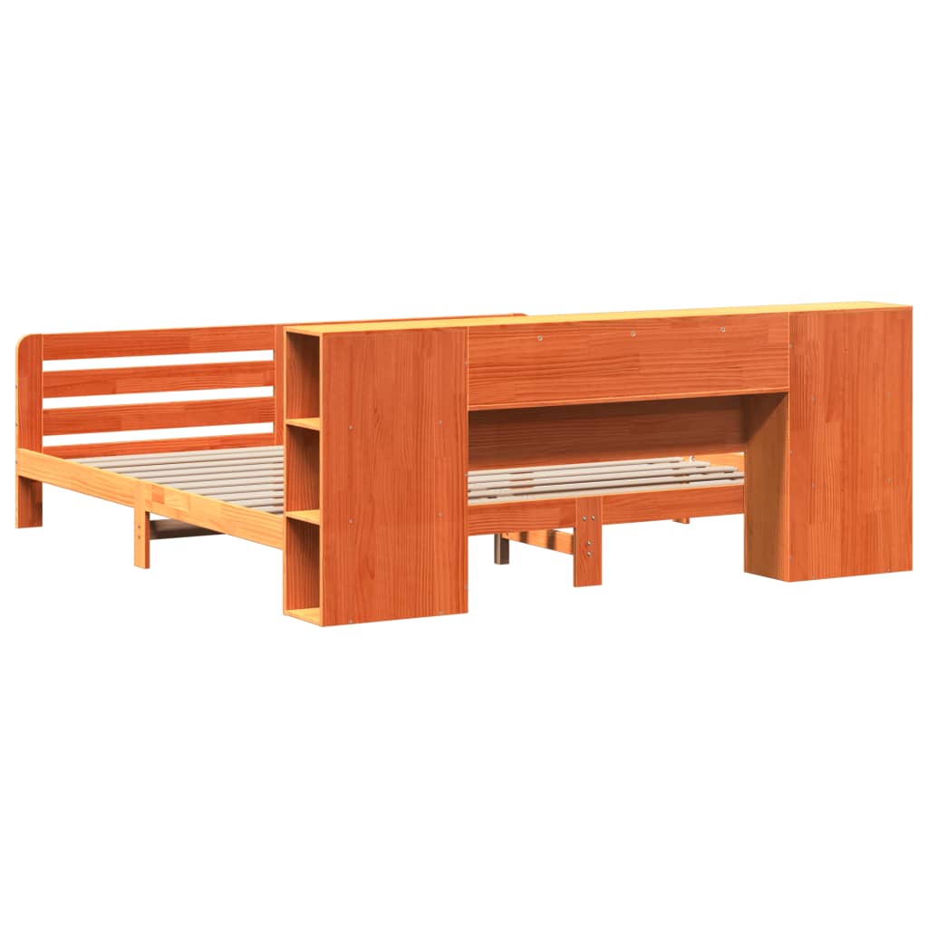 Bed Frame without Mattress Wax Brown 200x200 cm Solid Wood Pine