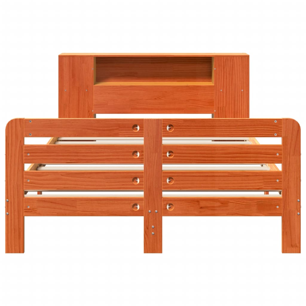 Bed Frame without Mattress Wax Brown 120x190 cm Small Double Solid Wood Pine