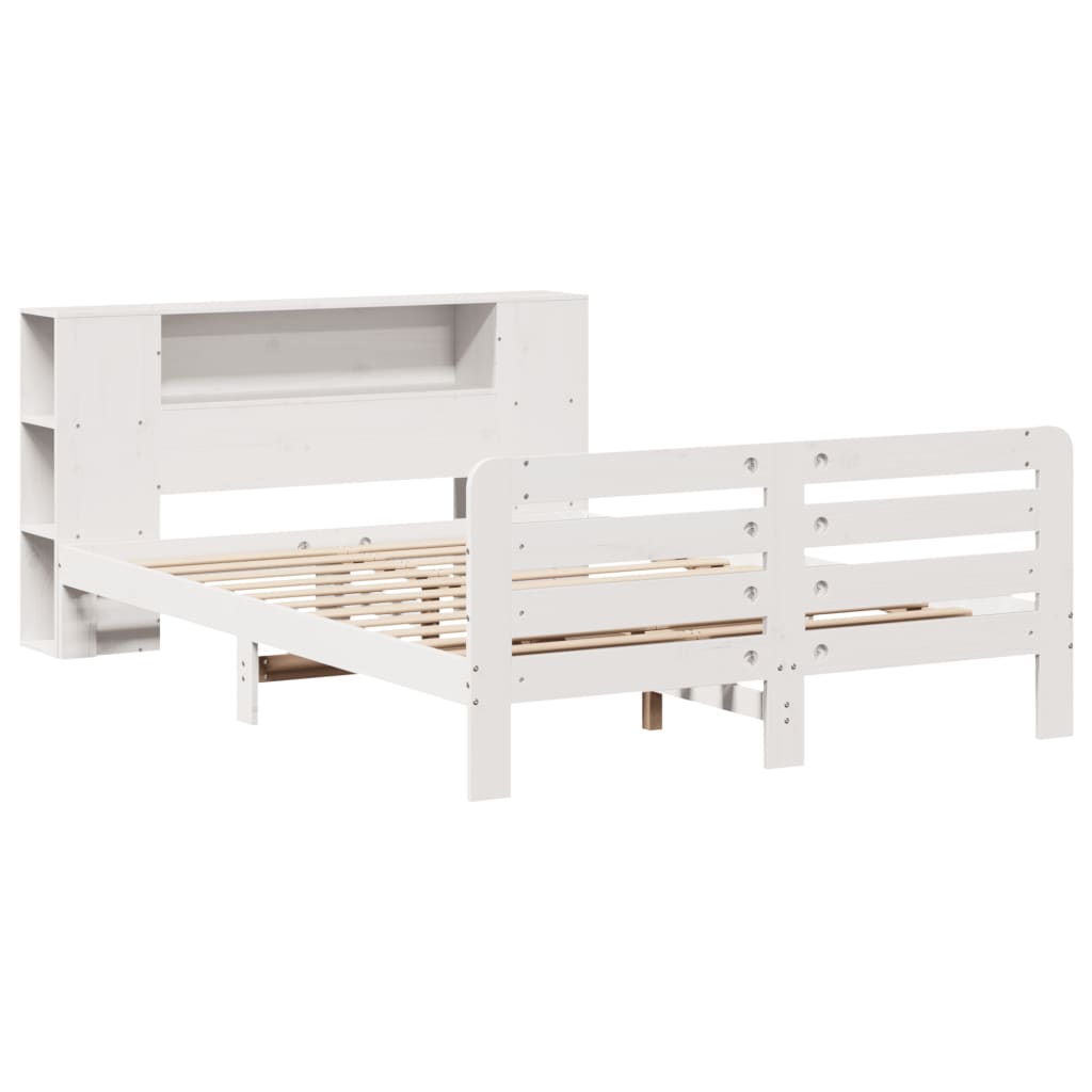 Bed Frame without Mattress White 135x190 cm Double Solid Wood Pine