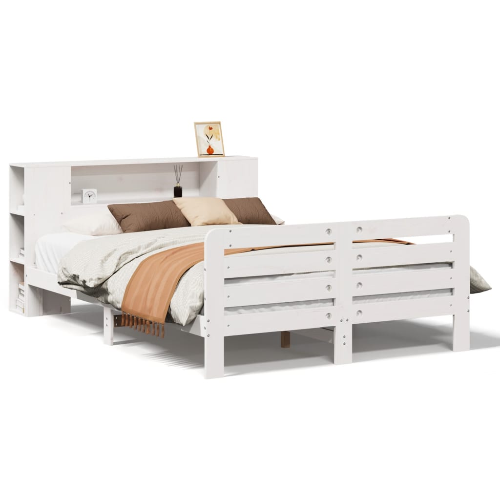 Bed Frame without Mattress White 140x190 cm Solid Wood Pine