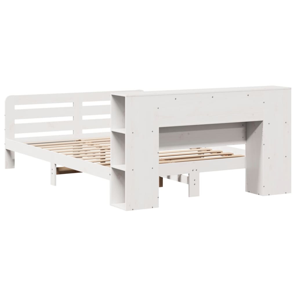 Bed Frame without Mattress White 140x190 cm Solid Wood Pine