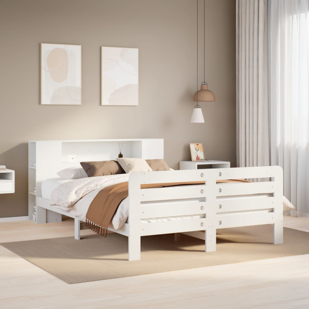 Bed Frame without Mattress White 140x190 cm Solid Wood Pine