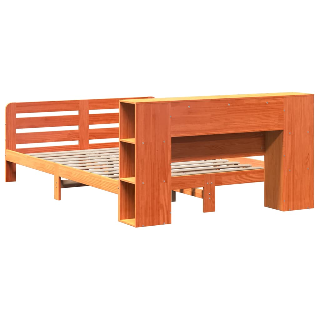 Bed Frame without Mattress Wax Brown 140x190 cm Solid Wood Pine