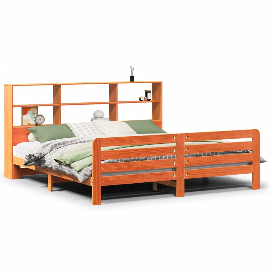 Bed Frame without Mattress Wax Brown 180x200 cm Super King Solid Wood Pine